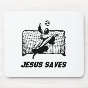 Jesus rettet Jesus gerettet Fußball Tor Torwart Mousepad