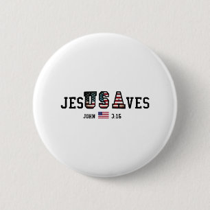 Jesus rettet Jesus rettet USA Amerikanische Flagge Button