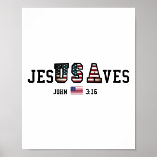 Jesus rettet Jesus rettet USA Amerikanische Flagge Poster