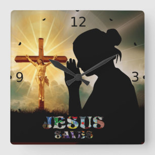 JESUS RETTET QUADRATISCHE WANDUHR