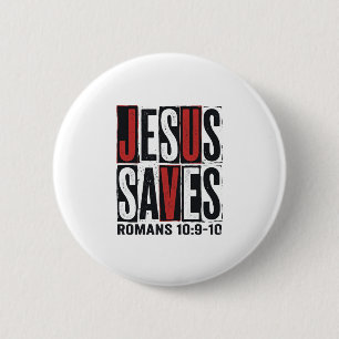 Jesus rettet Römer 10_9 Christliches Vintage-Shirt Button