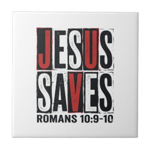 Jesus rettet Römer 10_9 Christliches Vintage-Shirt Fliese