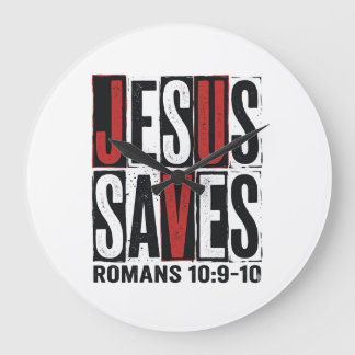 Jesus rettet Römer 10_9 Christliches Vintage-Shirt Große Wanduhr