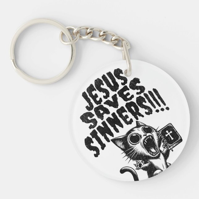 Jesus rettet Sünder - Kitty Schlüsselanhänger (Vorderseite)