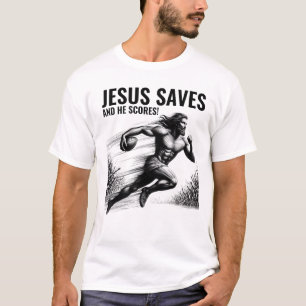 Jesus rettet und er punktet - Jesus Fußball Meme T-Shirt