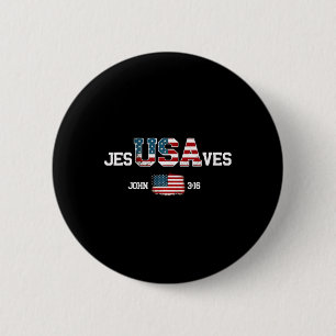Jesus rettet USA-Amerikanische Flagge Patriotisch Button