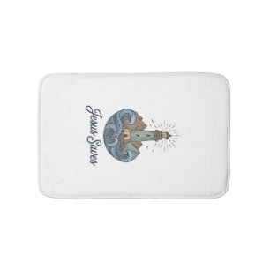Jesus rettet Vintage-Leuchtturm-Christen-Shirt_1 Badematte