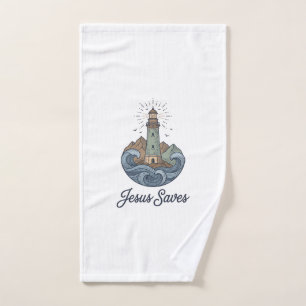 Jesus rettet Vintage-Leuchtturm-Christen-Shirt_1 Handtuch