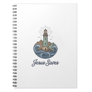 Jesus rettet Vintage-Leuchtturm-Christen-Shirt_1 Notizblock