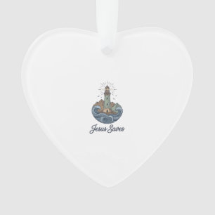Jesus rettet Vintage-Leuchtturm-Christen-Shirt_1 Ornament