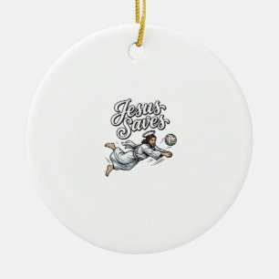Jesus rettet Volleyball Vintage Christliches T-Shi Keramik Ornament