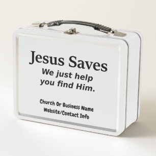 Jesus rettet - wir helfen Ihnen gerade, ihn zu Metall Brotdose