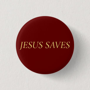 Jesus rettet Zitat Goldschrift auf rotem Karmesin Button