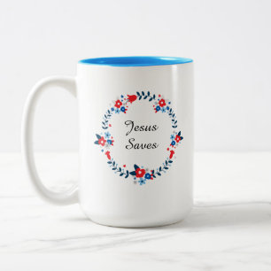 Jesus rettet zweifarbige tasse