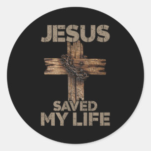 Jesus rettete mein Leben Christliches Kreuz Gott G Runder Aufkleber