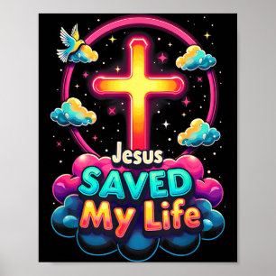 Jesus rettete mein Leben Kreuz Christen Bibel Reli Poster