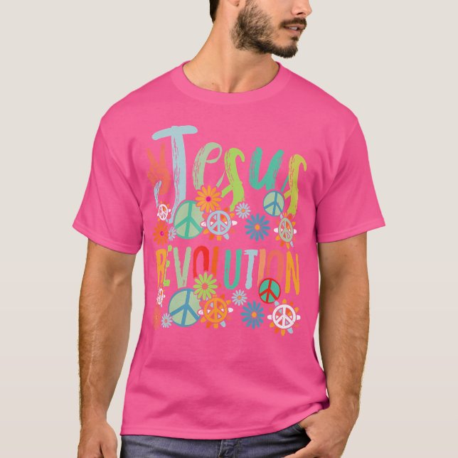 Jesus Revolution Der Glaube Retro Groovy Blume Pea T-Shirt (Vorderseite)