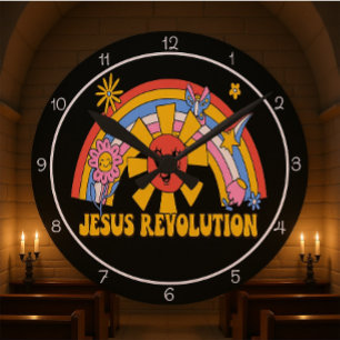 Jesus-Revolutions-Grafik Runde Wanduhr