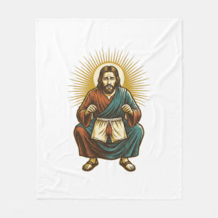 Jesus richtet unangenehmen Wedgie beim Kniebeugen Fleecedecke