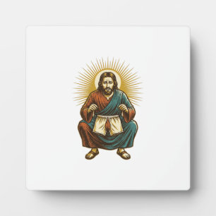 Jesus richtet unangenehmen Wedgie beim Kniebeugen Fotoplatte