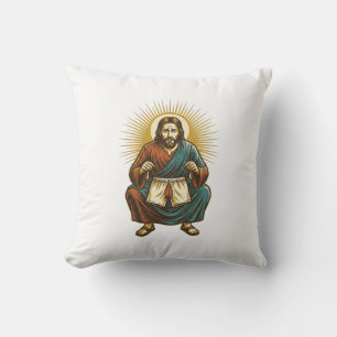 Jesus richtet unangenehmen Wedgie beim Kniebeugen Kissen