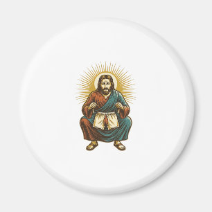 Jesus richtet unangenehmen Wedgie beim Kniebeugen Magnet
