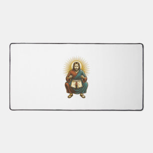 Jesus richtet unangenehmen Wedgie beim Kniebeugen Schreibtischunterlage