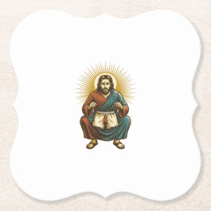 Jesus richtet unangenehmen Wedgie während des Knie Untersetzer