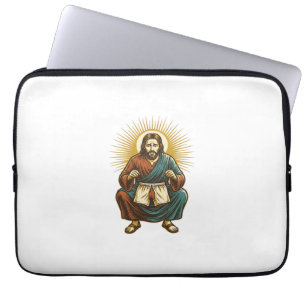 Jesus richtet unangenehmen Wedgie während Kniebeug Laptopschutzhülle