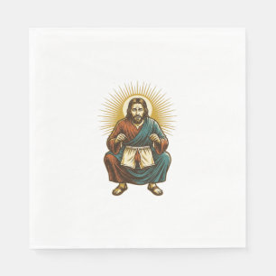 Jesus richtet unangenehmen Wedgie während Kniebeug Serviette