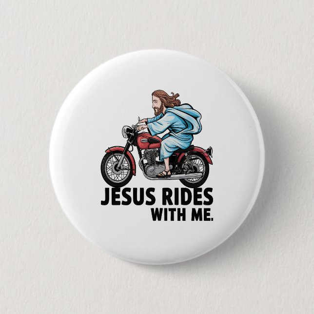 Jesus Rides with Me Button (Vorderseite)