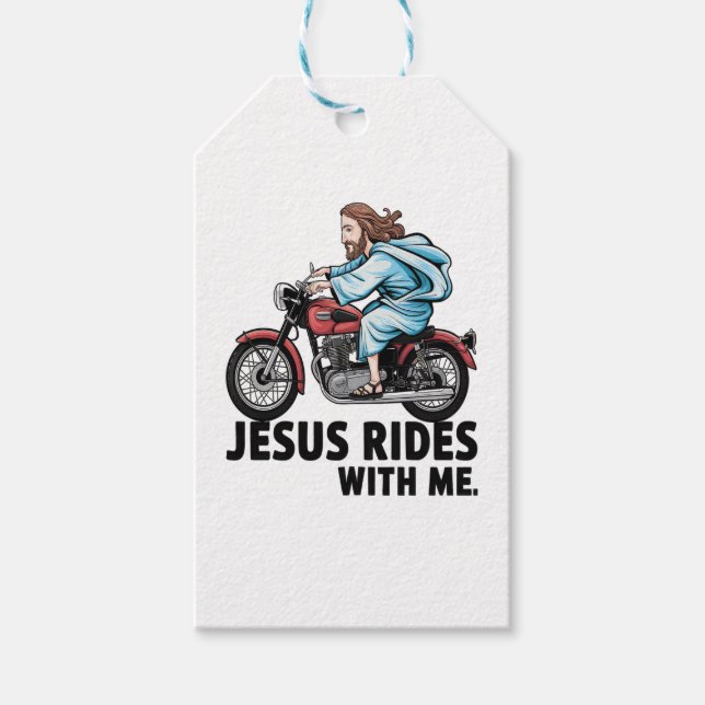 Jesus Rides with Me Geschenkanhänger (Vorderseite)