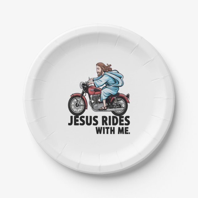 Jesus Rides with Me Pappteller (Vorderseite)