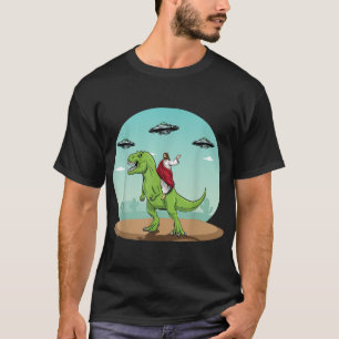 Jesus Riding A Dinosaur Funny Bigfoot UFO Alien Ab T-Shirt