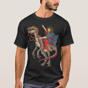 Jesus Riding a Dinosaur Shirt Raptor Dinosaur Paro