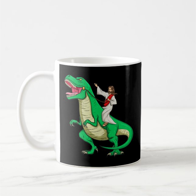 Jesus Riding Dinosaur Funny Parody Tyrannosaurus R Kaffeetasse (Links)