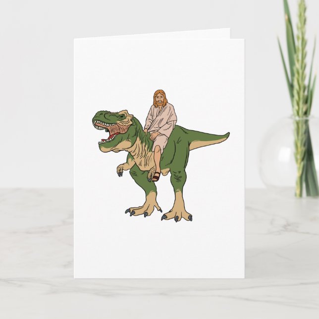 Jesus Riding T-Rex Karte (Vorderseite)