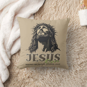 Jesus Risen - Jesus Christus Kunstbeige Kissen