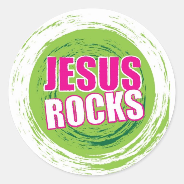 Jesus Rocks 3 Green Runder Aufkleber (Vorderseite)