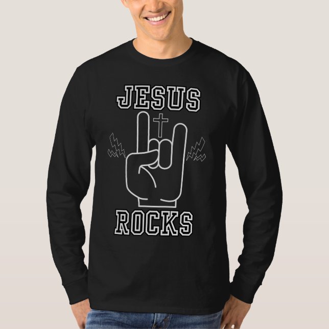 Jesus Rocks Bibelfestival Lange Seele T-Shirt (Vorderseite)
