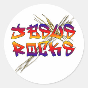 Jesus Rocks Christlich Runder Aufkleber