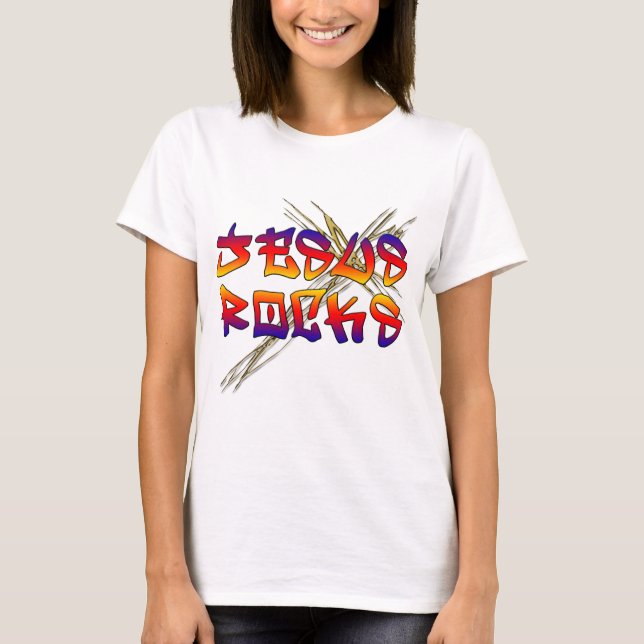 Jesus Rocks Christlich T-Shirt (Vorderseite)
