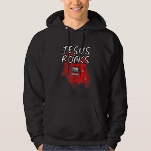 Jesus Rocks Gitarre Electric Gitarrist Christlich Hoodie