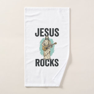 Jesus Rocks Gitarre Vintage Christian Gravur Des Handtuch
