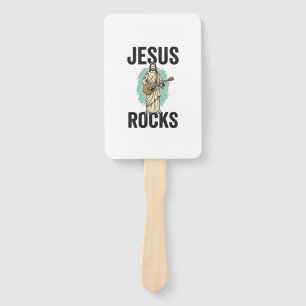 Jesus Rocks Gitarre Vintage Christliche Gravur Des Fächer