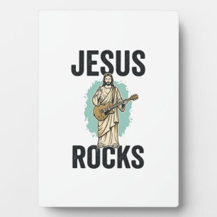 Jesus Rocks Gitarre Vintage Christliche Gravur Des Fotoplatte