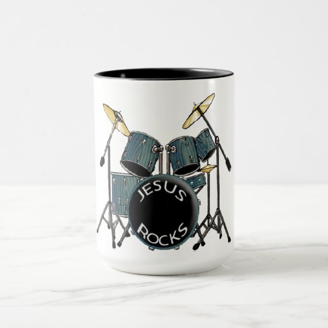 Jesus Rocks - Schlagzeuger Tasse (Zentrum)