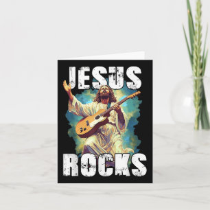 Jesus Rocks with Gitarre - Funny Christlich Rocks Karte