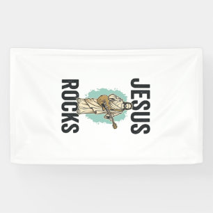 Jesus Rockt Gitarre Vintage Christliche Gravur Des Banner
