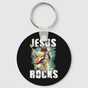 Jesus rockt mit Gitarre - Lustiger christlicher Fe Schlüsselanhänger